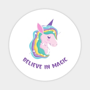 Believe In Magic Beautiful Unicorn With Stars Magnet